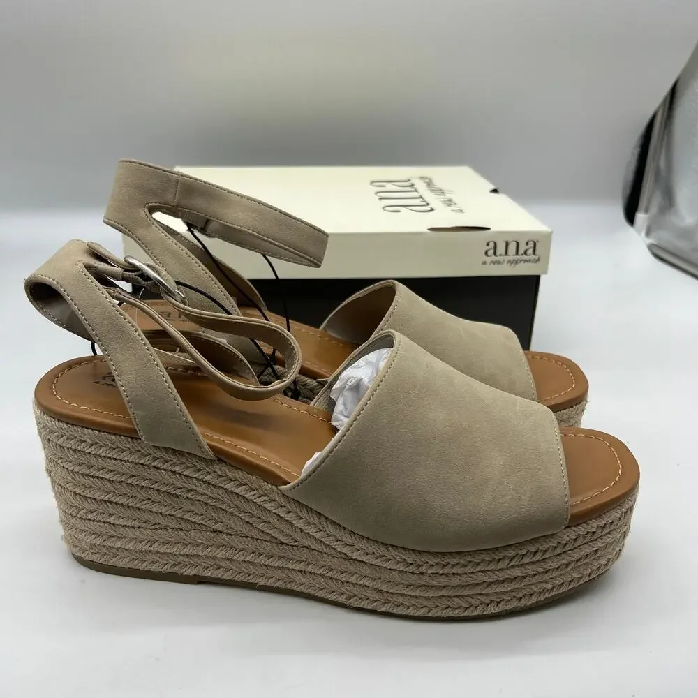 a.n.a Laskie Women Shoes Ankle Buckle Strap Sandals Brown Stone Size 11M